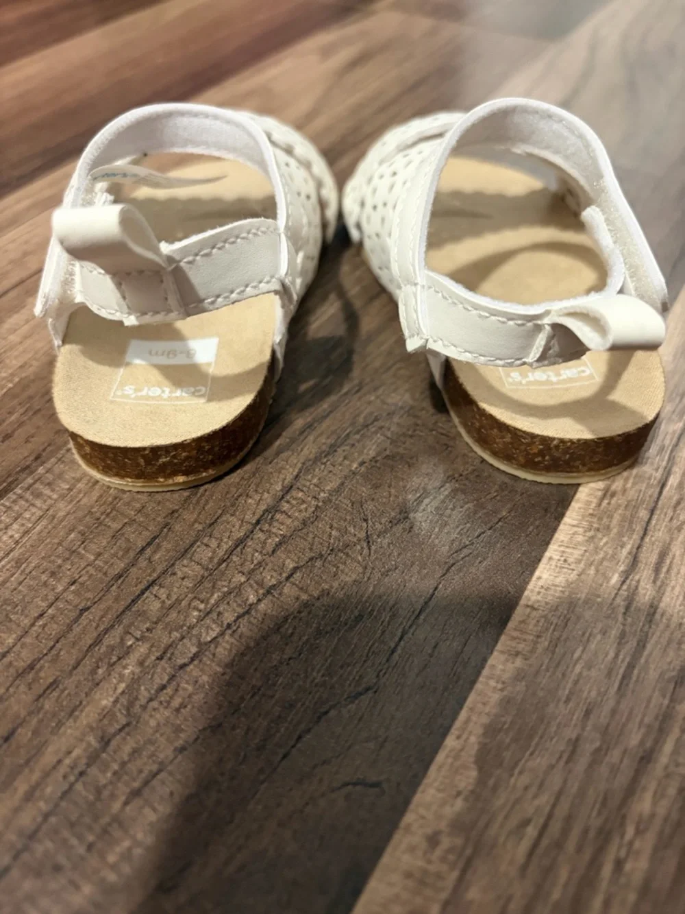 Carter's White Baby Girl Sandals - Scalloped Cutout Design
